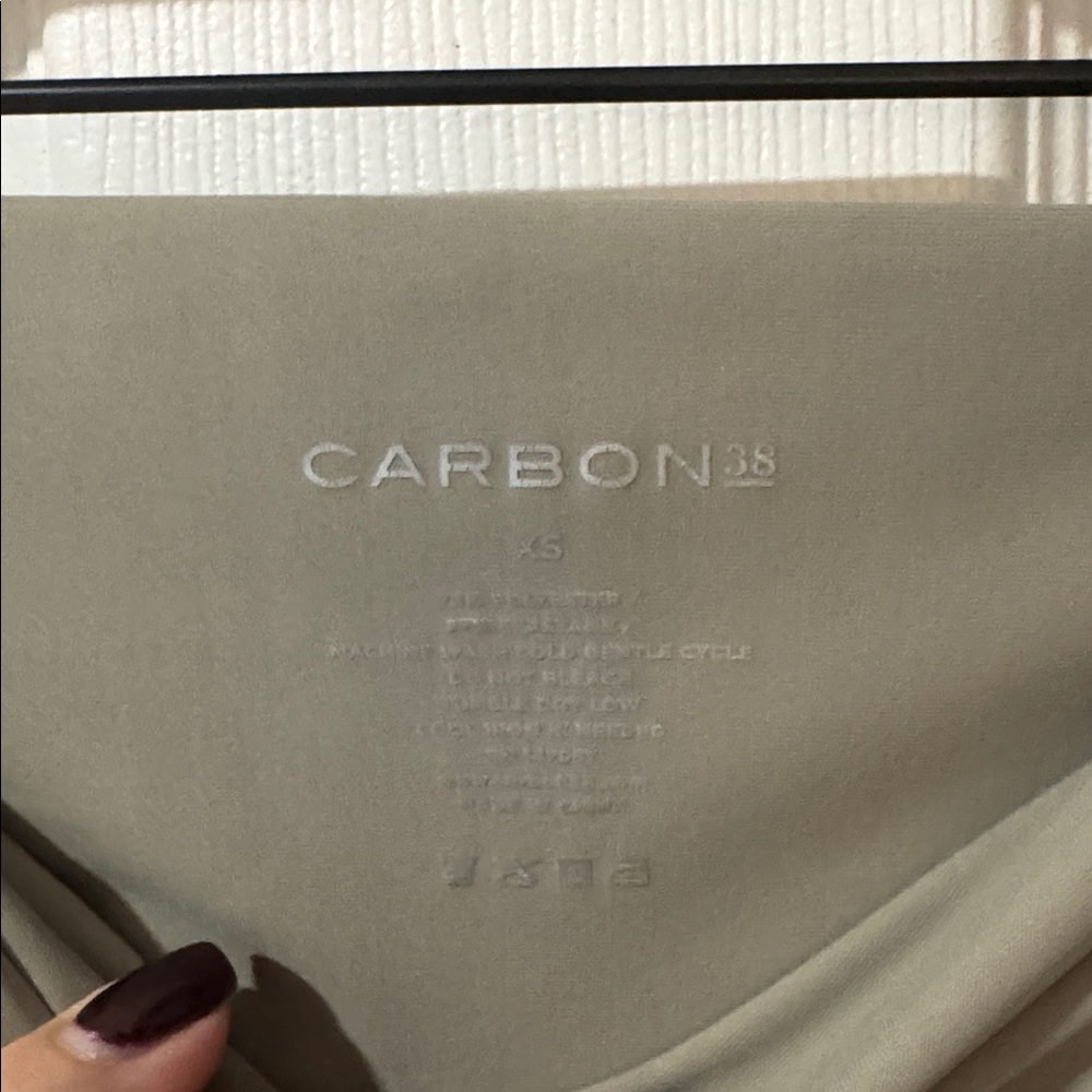 Carbon38 Olive Green Tan Leggings Size Xs - image 2